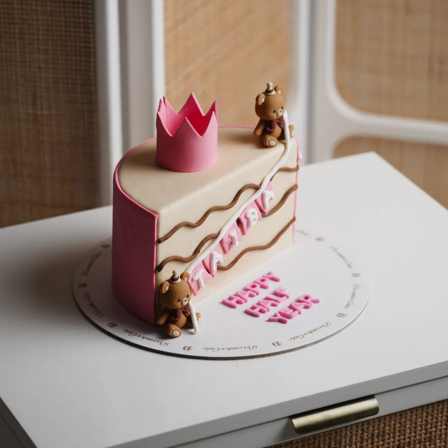 Half pink bear cake mix chocolate vanilla 4inch