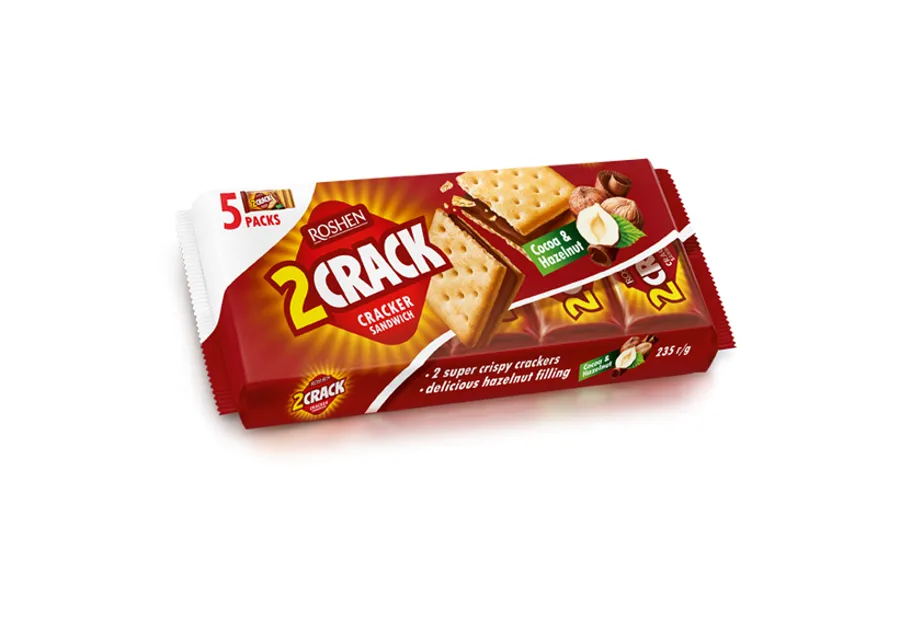 Roshen 2Crack Biscuit with Hazelnut Paste filling (5P) 190g
