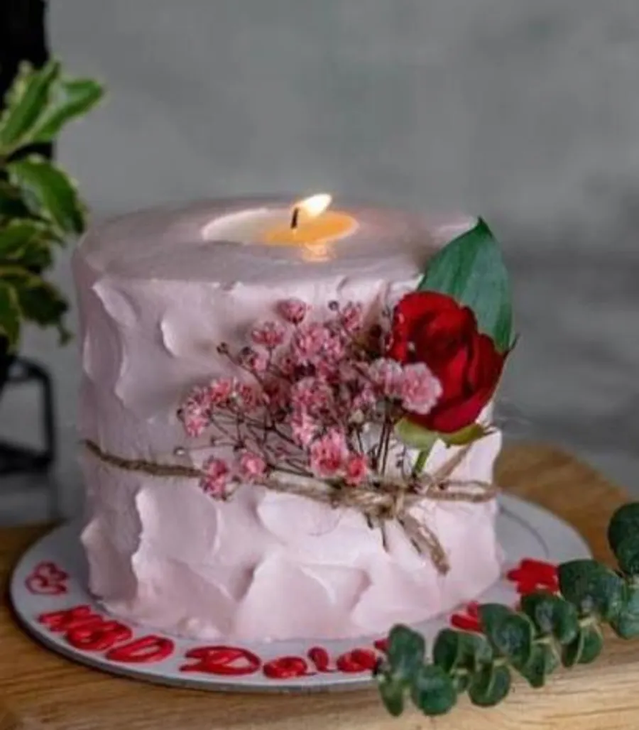 Pink Cake w/ Candle
