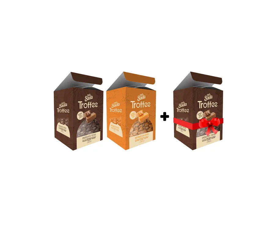 2 Saula Troffee ( Buttescotch - Chocolate ) - box 100 pcs + 1 gift saula troffee Chocolate box