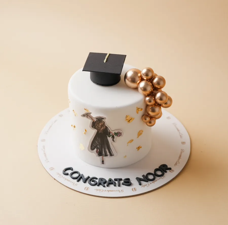 Graduation girl balls cream cake 6inch mix chocolate vanilla