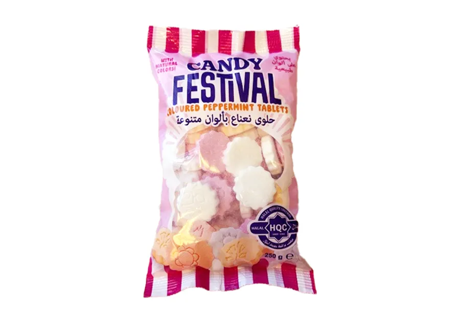 Candy Festival Colored Peppermint Candies with Natural Color 250gr