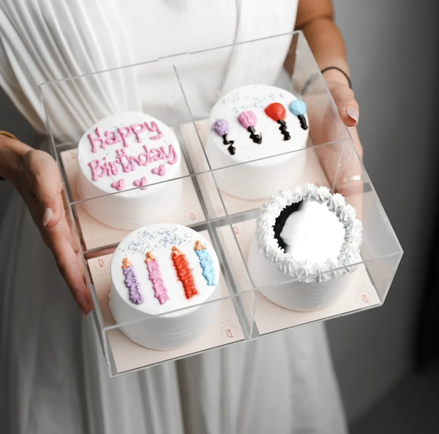Box 4 mini cake birthday 2inch mix chocolate vanilla