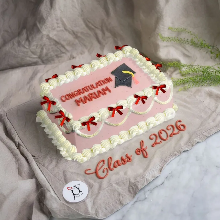 Square Pink Vintage Grad Cake