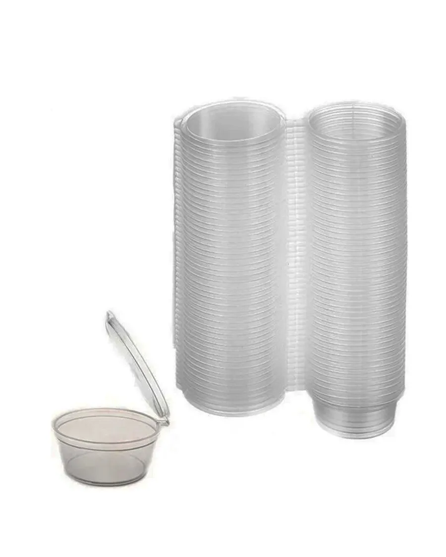 1 Packet 100Pcs Sauce Containers with Lids 2oz-50ml