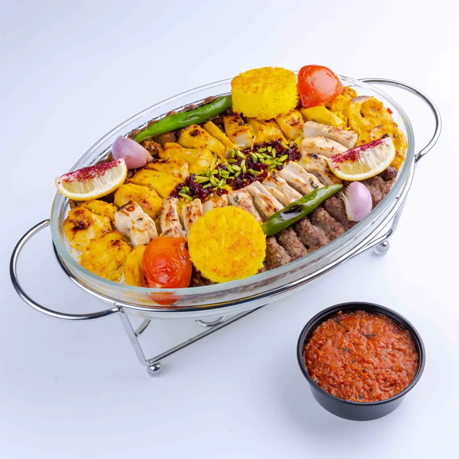 Chelow and Kubedah with Rice Pyrex