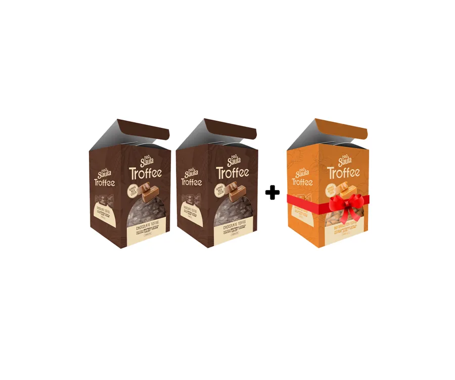 2 Saula Troffee Chocolate - box 100 pcs + 1 gift saula troffee butterscotch box box