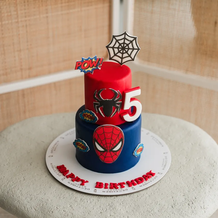 Double blue red spader man cake 6inch