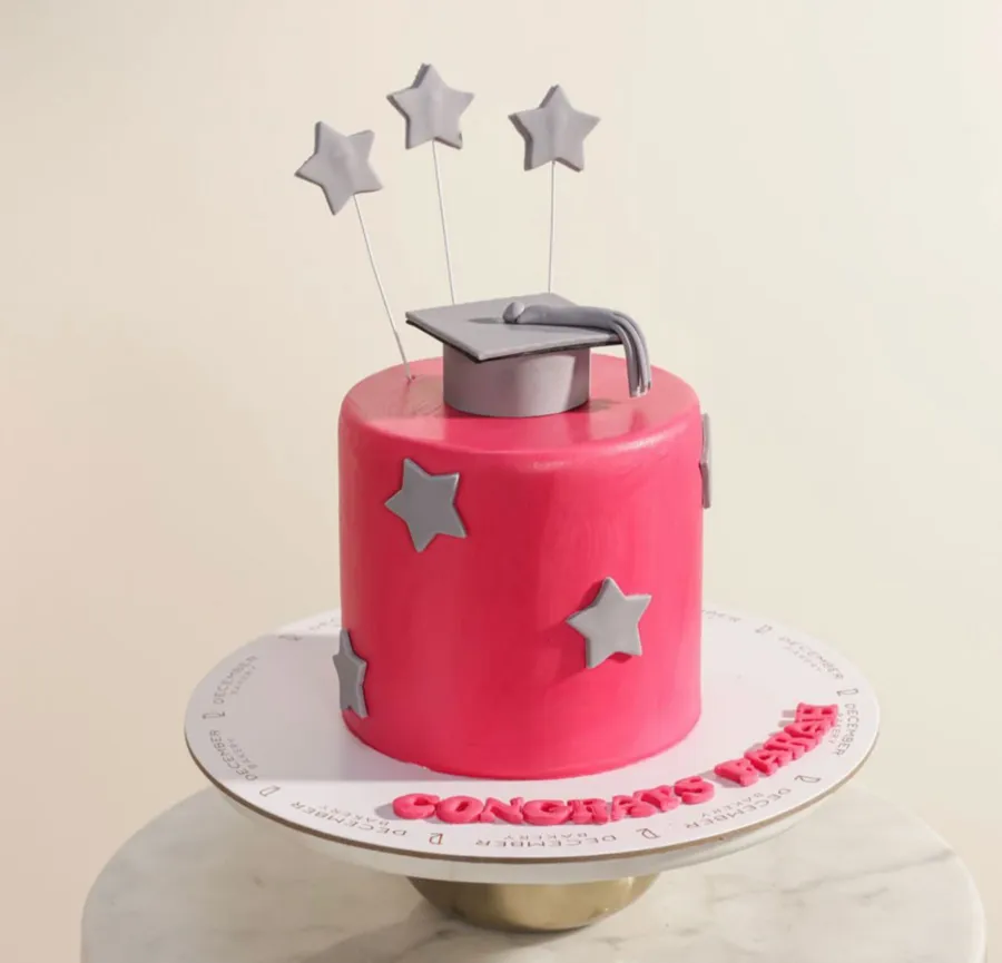 Fuchsia graduations start cake 6 inch