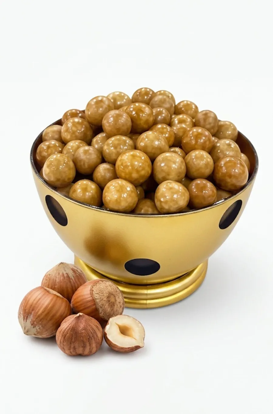Hazelnut dragee coated in chocolate