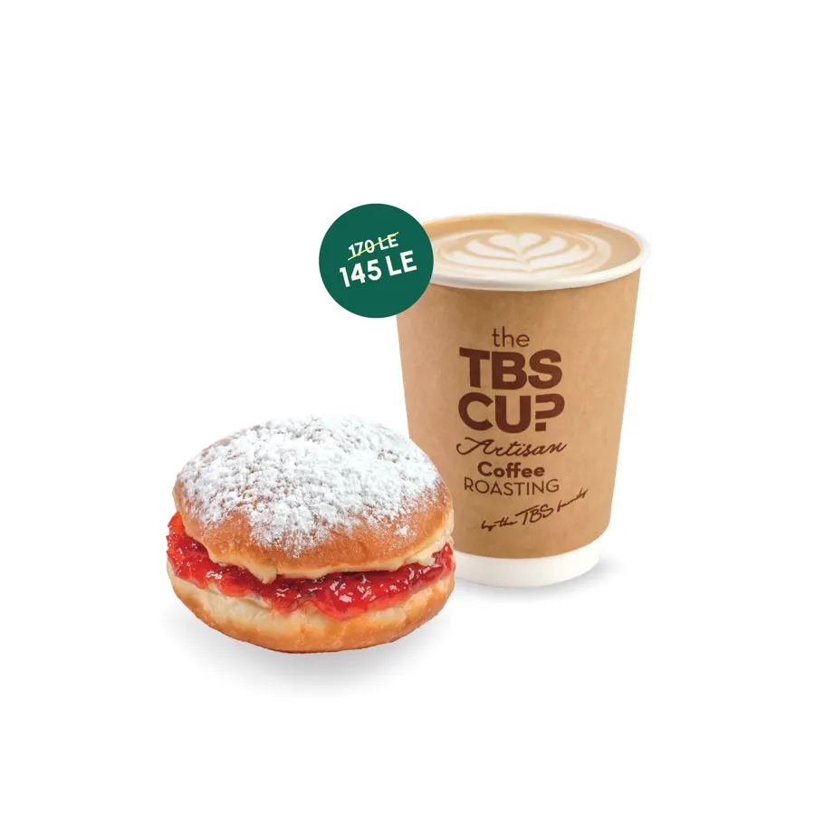 Cappuccino regular+ Sugar and Jam doughnuts