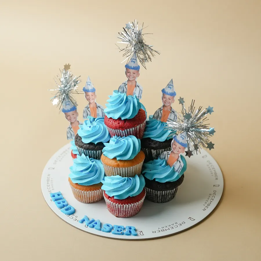 Blue cup cake photo birthday 12pic