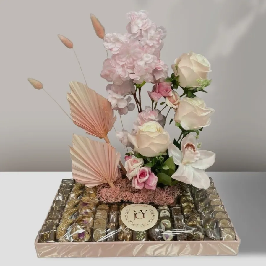 Pink Tray - Artificial Pink Blossom