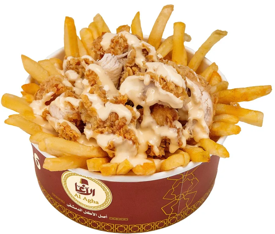 Crispy dish with cheddar sauce
