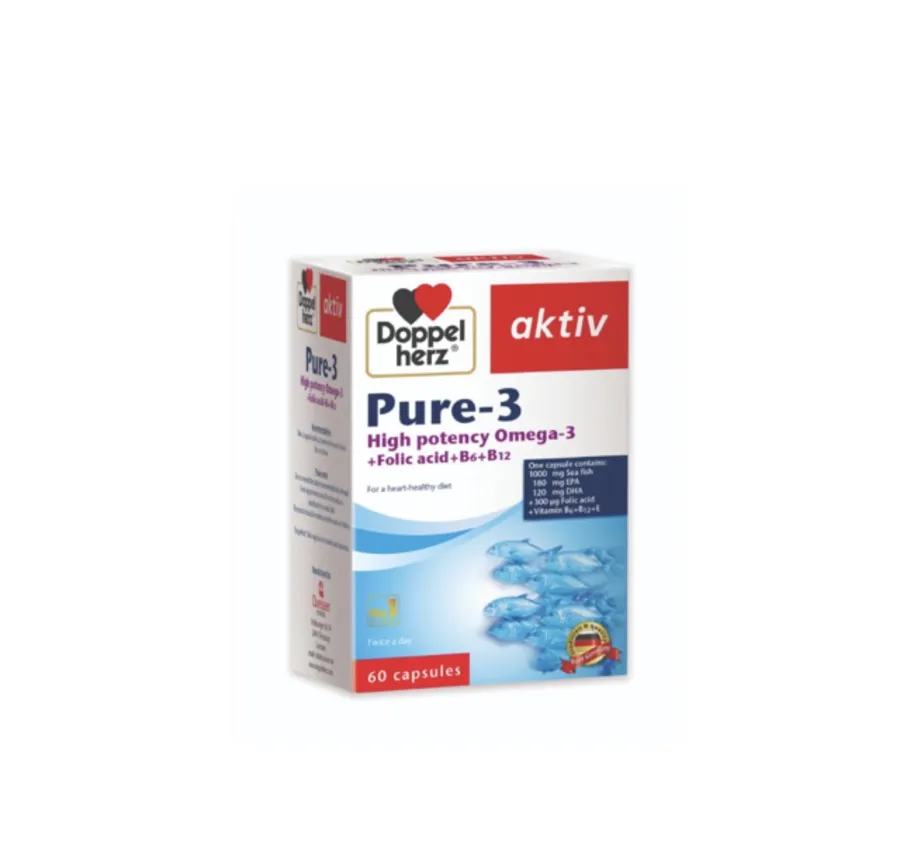 Doppel herz, Pure-3 High potency omega-3,60 capsules