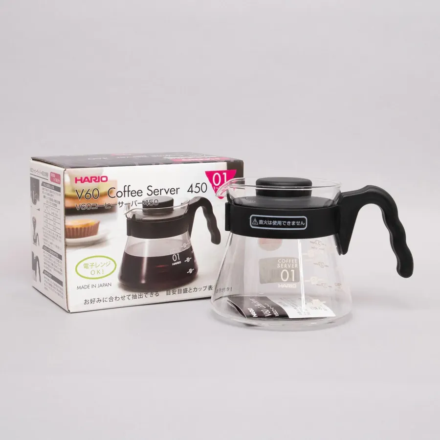 HARIO Coffee Server (V60-01-450ml Glass, Black)