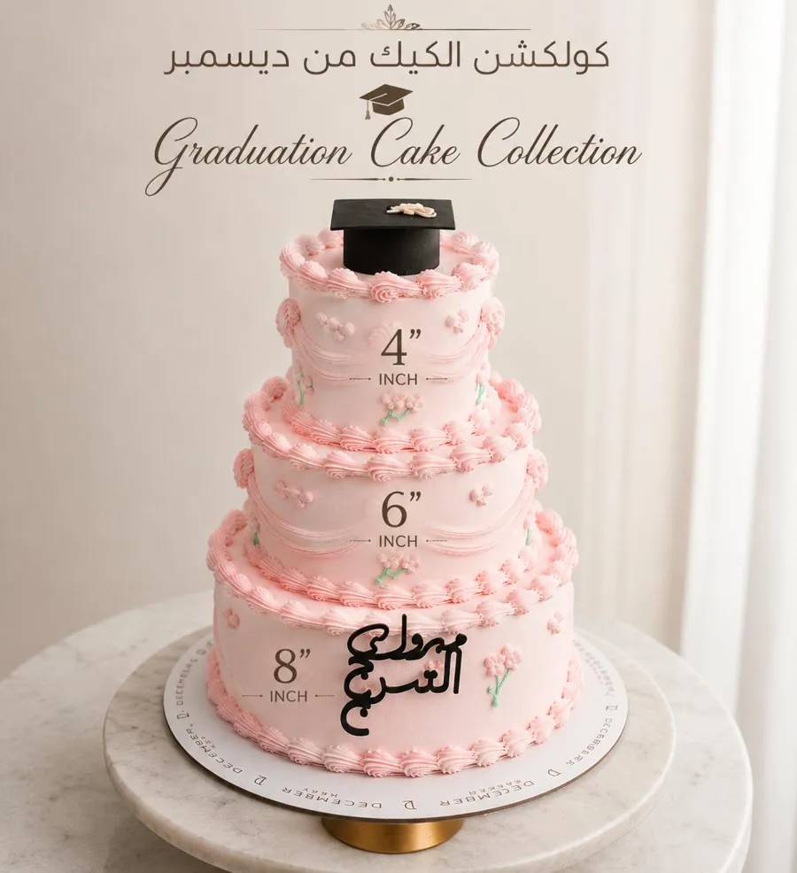 Graduation pink cream cake 3 layer 8-6-4inch