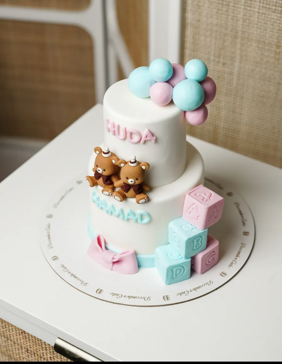 Double bear cake pink blue cake 6inch chocolate vanilla