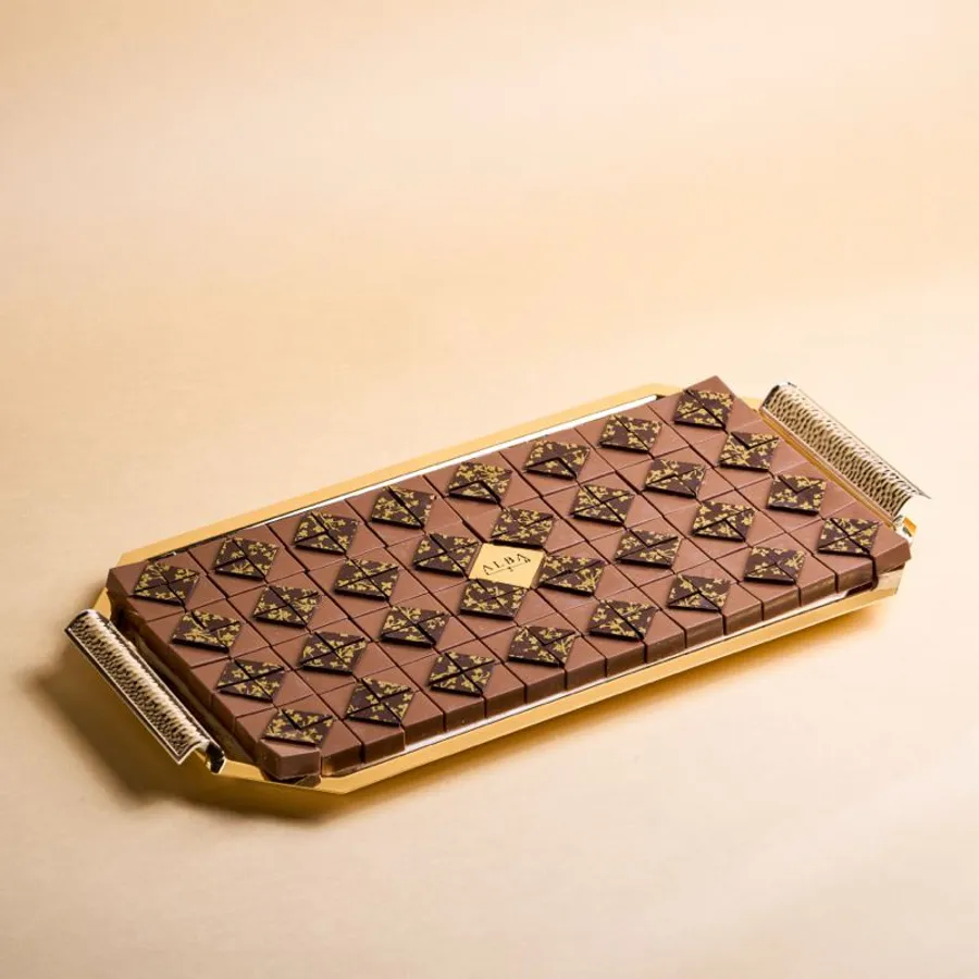 Golden Tray with Silver Handles – Design 2