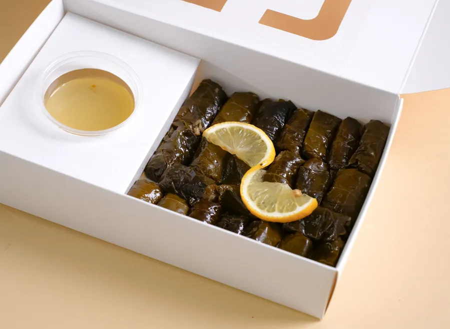 Mini grape leaves with lemon