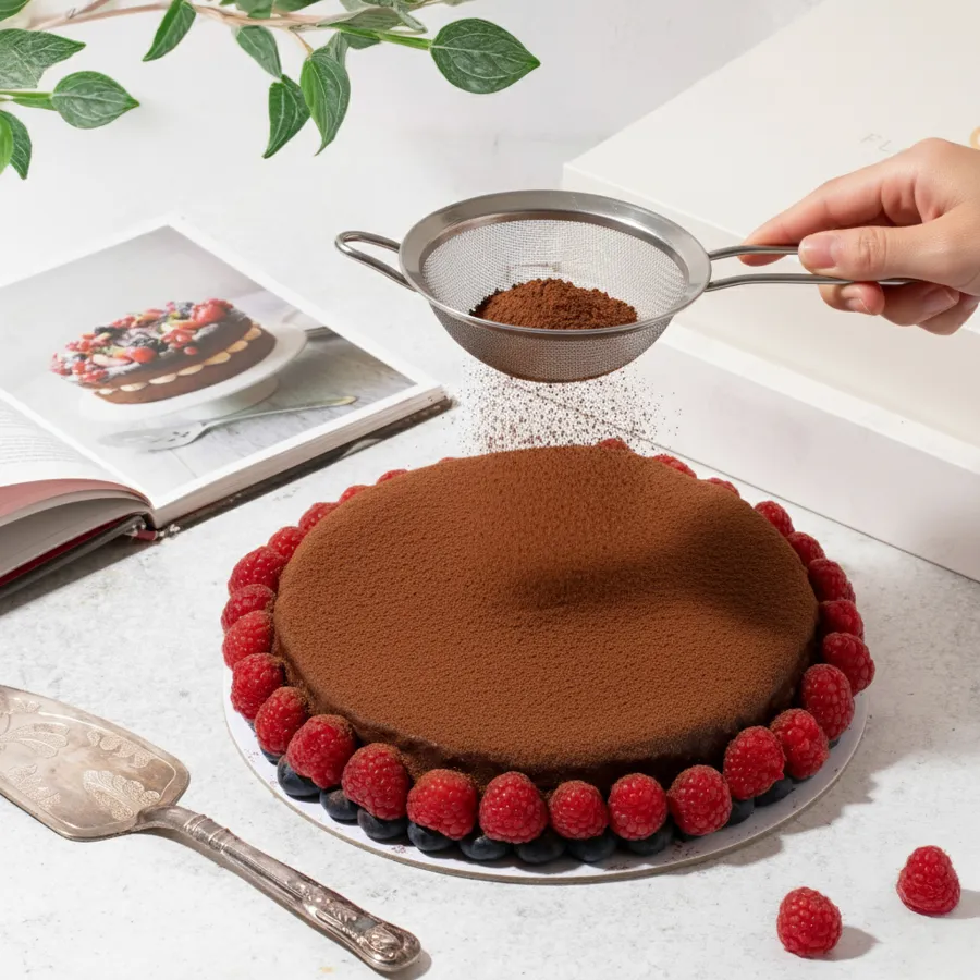 Chocolate-no- Cheese cake with blue berries