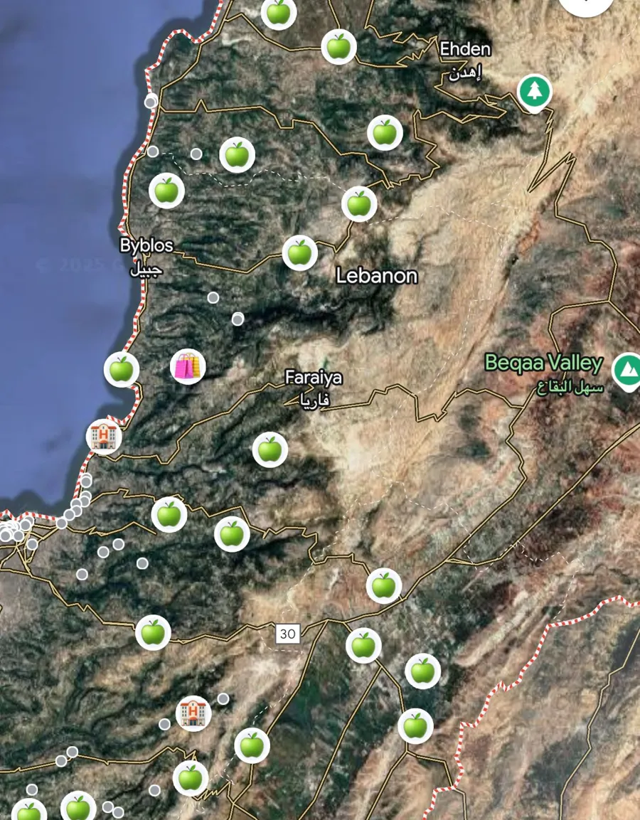Lebanon Google maps
