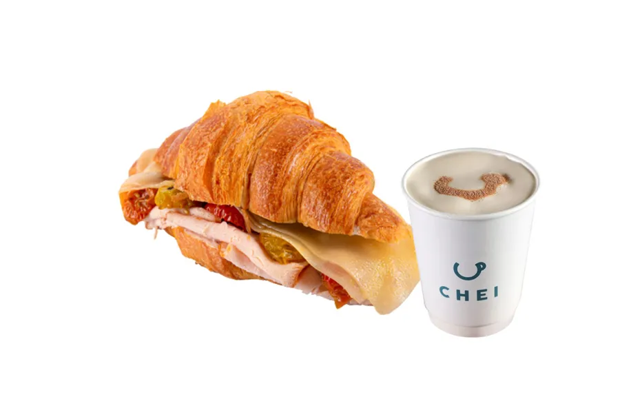 Turkey Croissant +8 oz hot spanish latte
