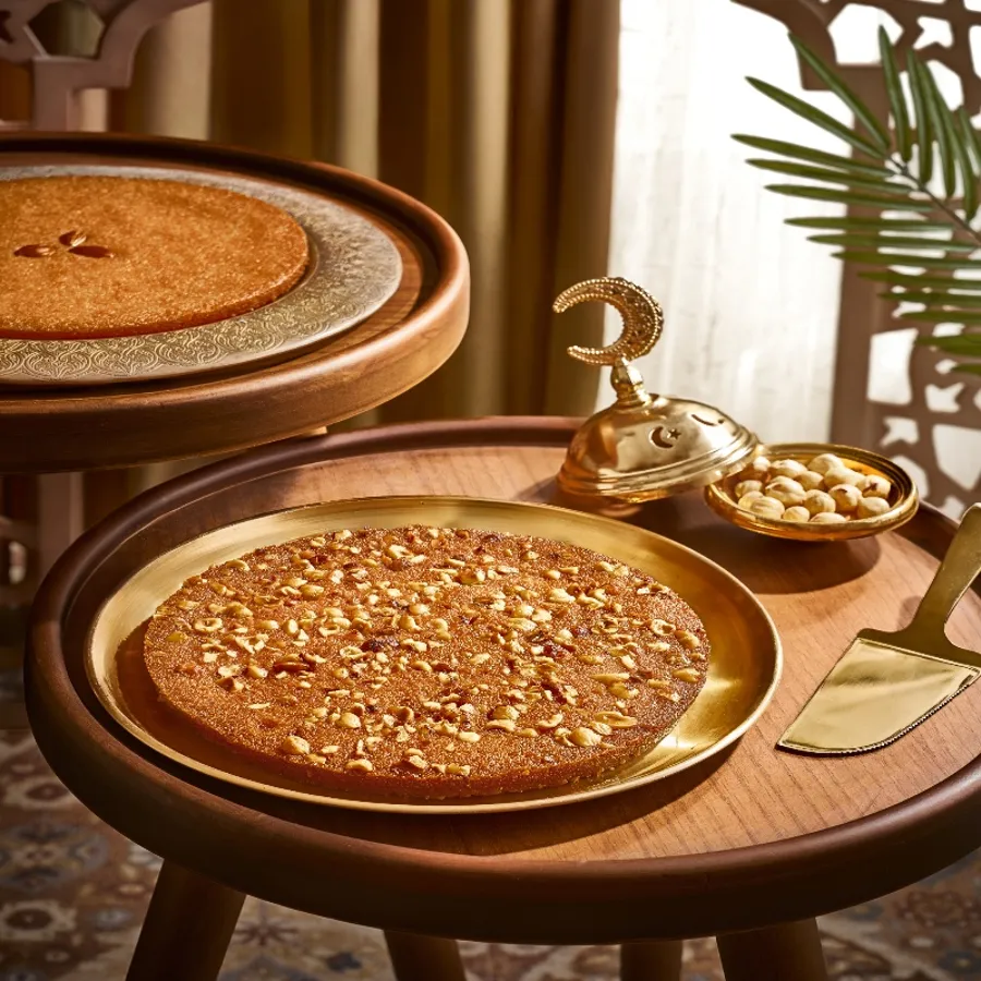Hazelnuts Basbousa Plate.