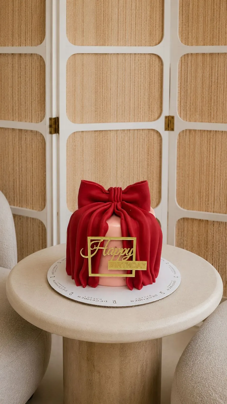 Red ribbon birthday cake 6inch