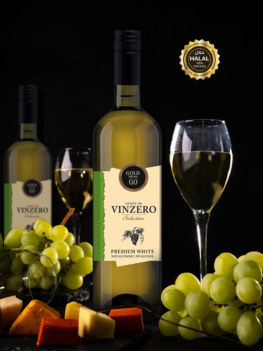 Premium WHITE VINZERO Gold Label, Alcohol-free