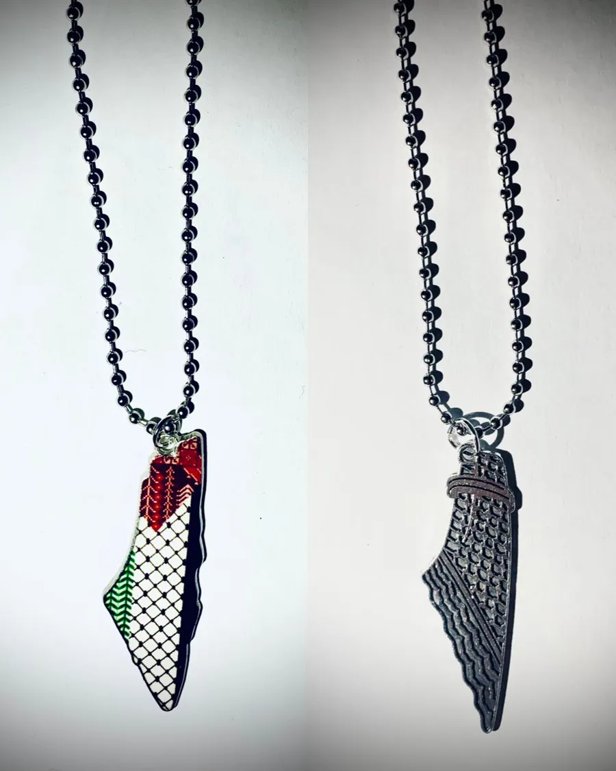Palestine map necklace
