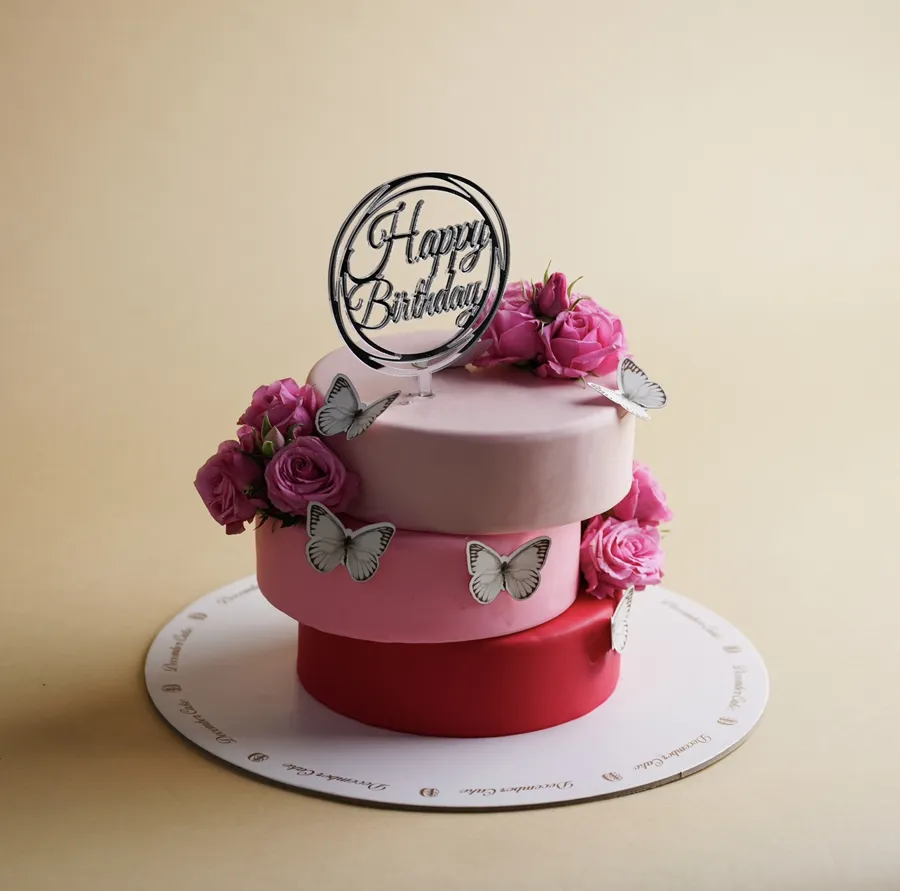Elegant Layers Pink for Birthday Cake 6inch mix chocolate vanilla