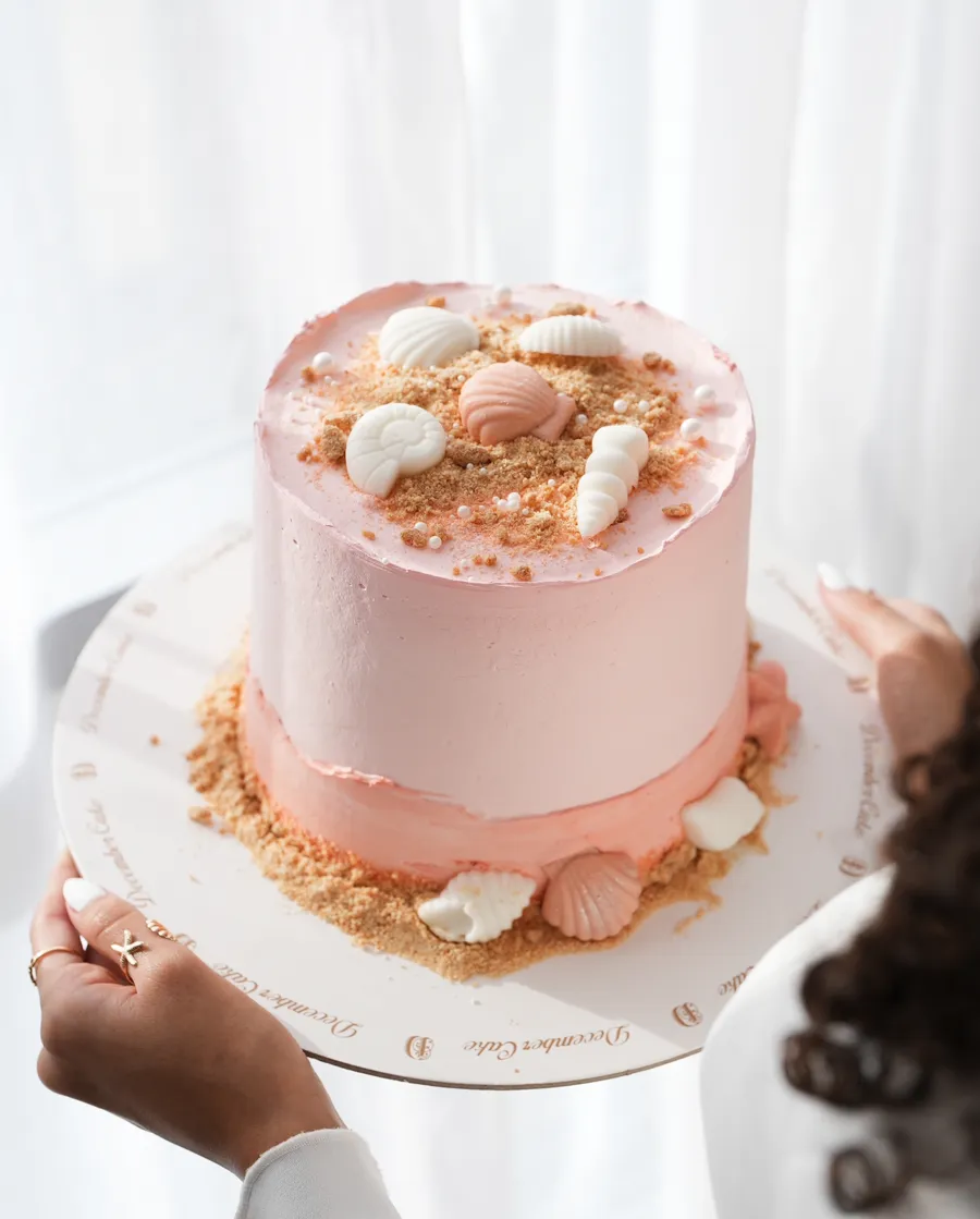 Seashell pink cake 🐚🌊 mix chocolate vanilla 6inch
