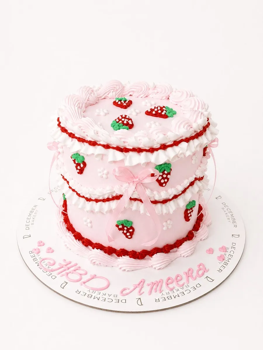 Strawberry pink cake 6inch 🧁🍓