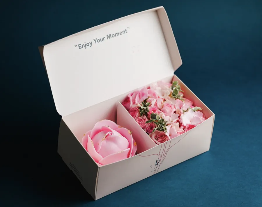 Enjoy Your Moment Box Mini Pink Flower Cake with Pink Flower