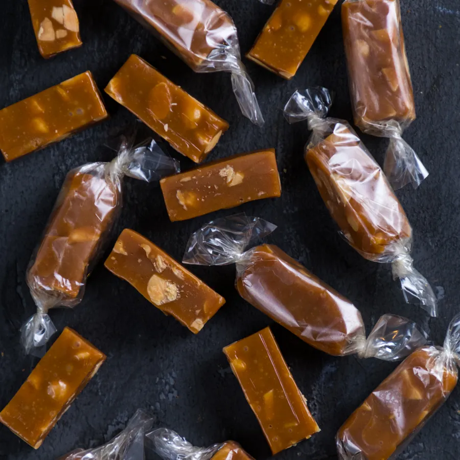 salted caramel with roasted almond