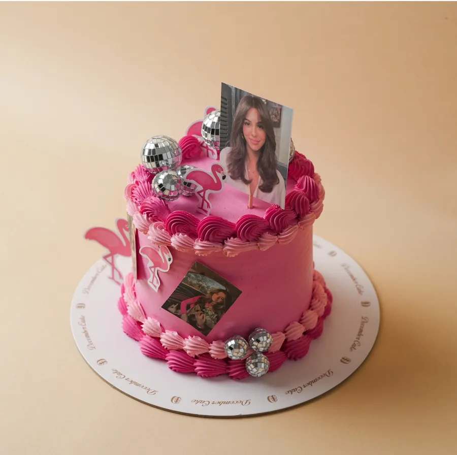 Pink photo flamingo cake 6inch