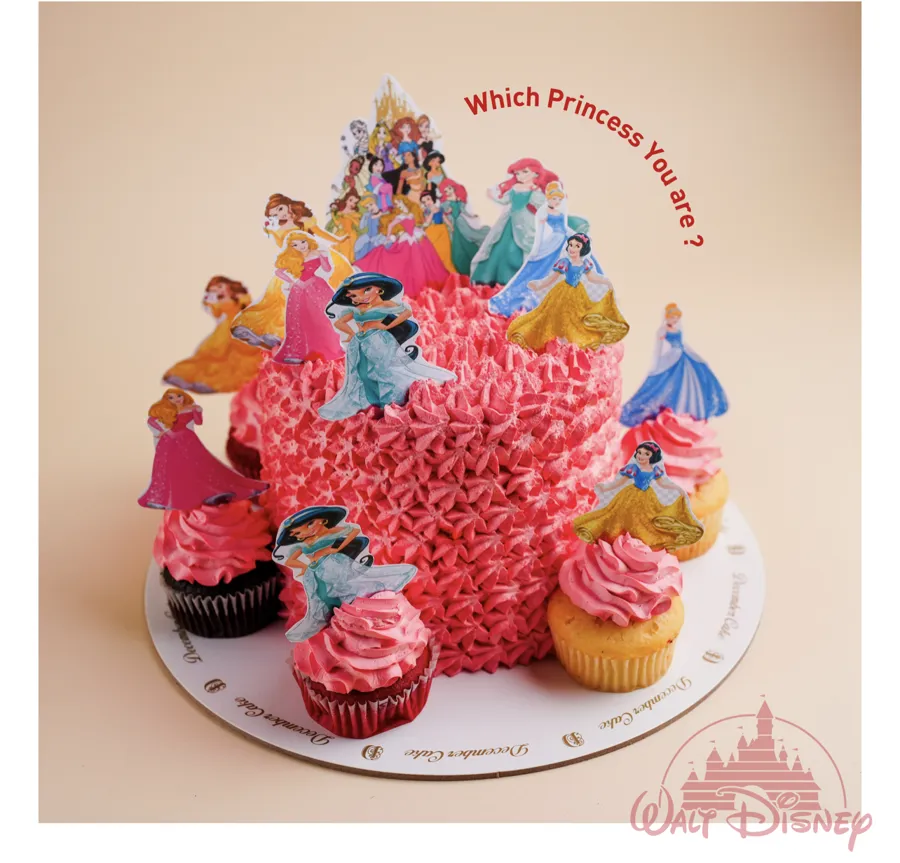 Princess cake with cup cake pink Cream mix chocolate vanilla
