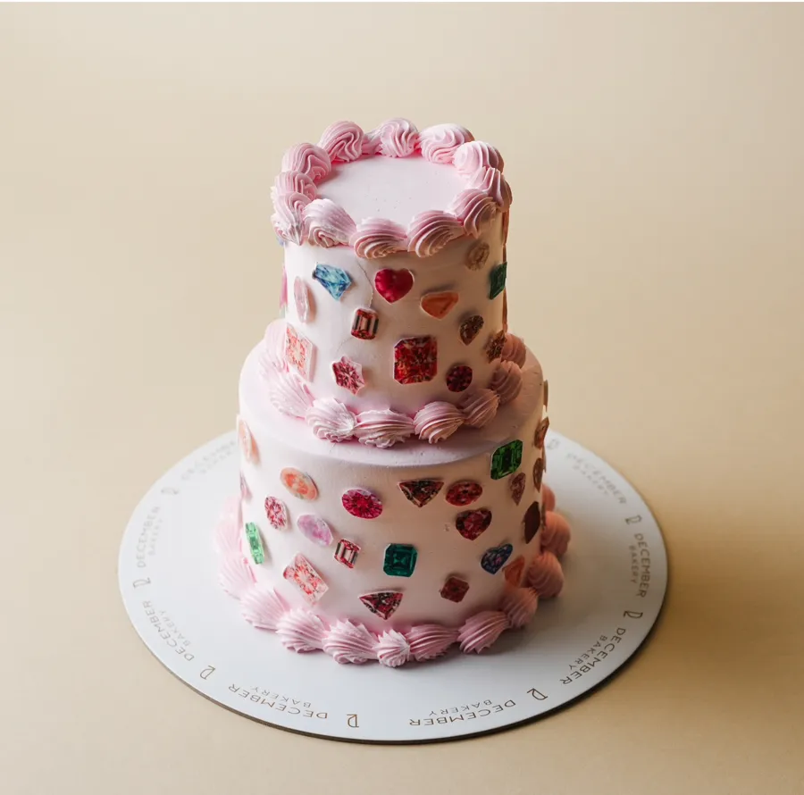 Double Jewelry pink cake 6inch mix chocolate vanilla