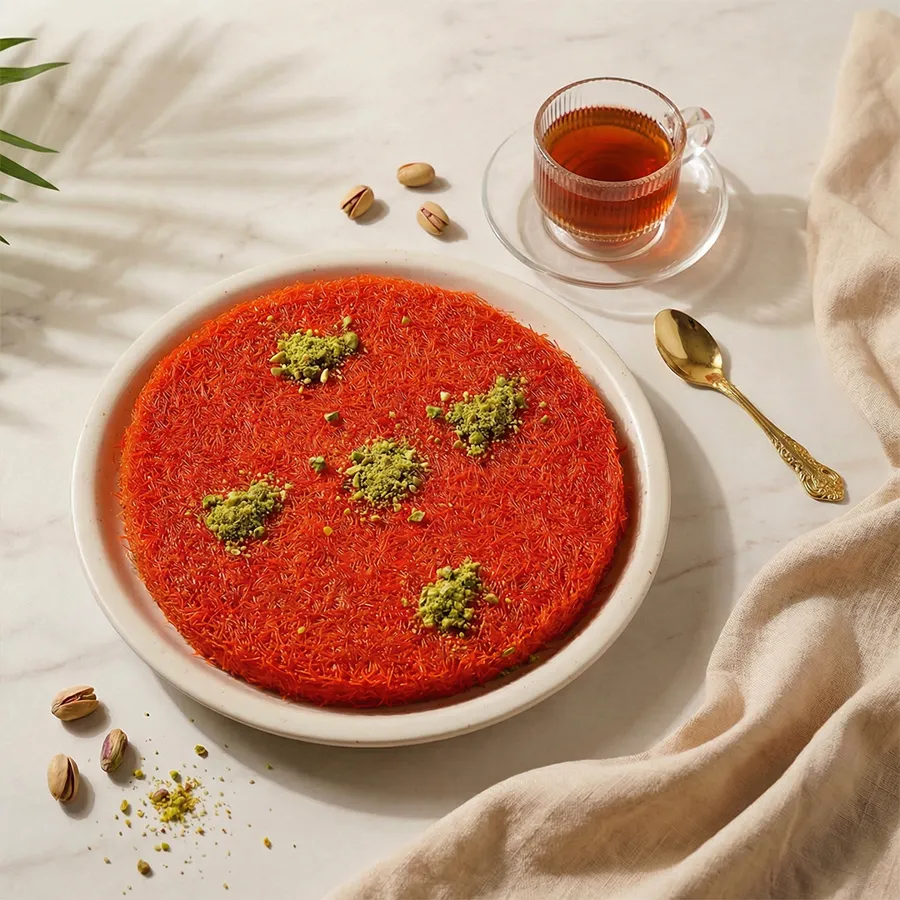 كنافة خشنة حمراء بالجبن