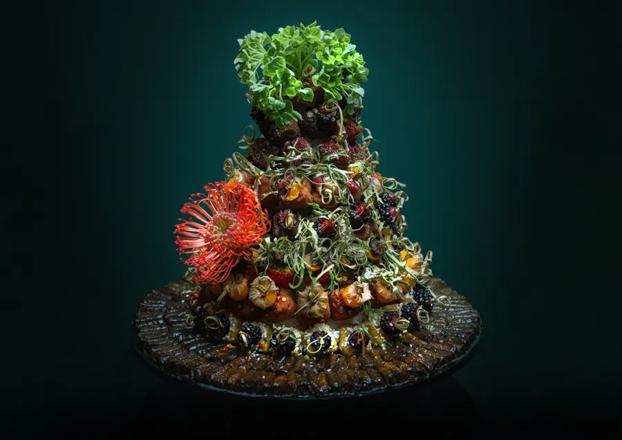 Pyramid coba square and vine leaves small