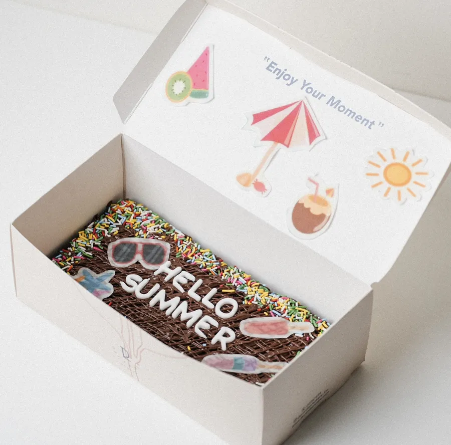 Enjoy your moment box chocolate cake sprinkles