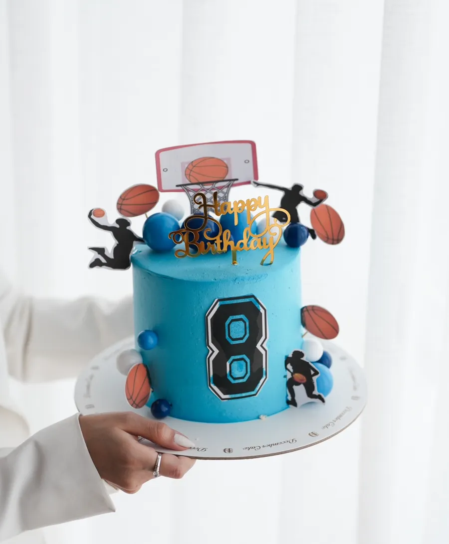 Basketball cake blue 6inch mix chocolate vanilla