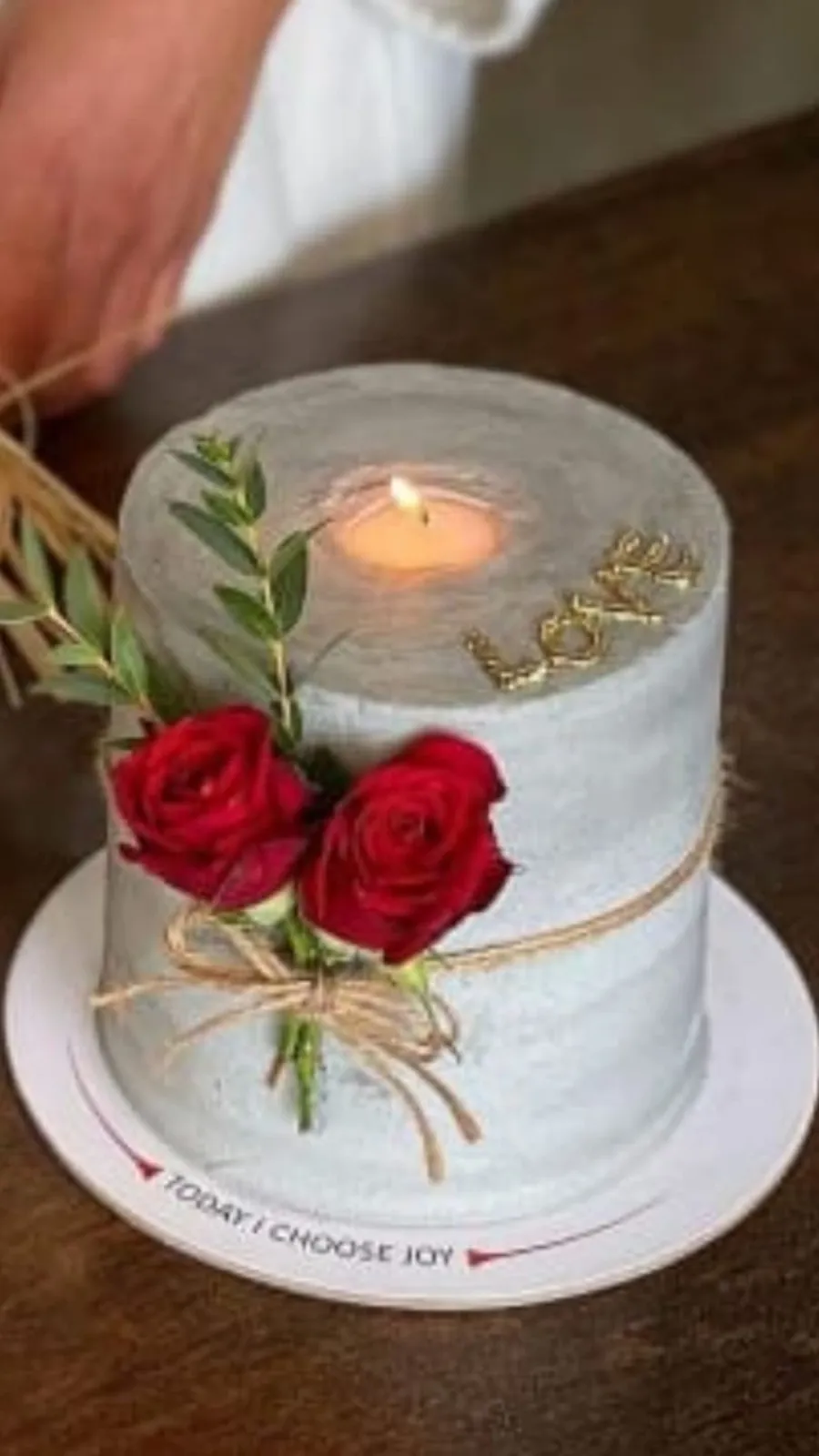 Concrete Cake w/ Candle