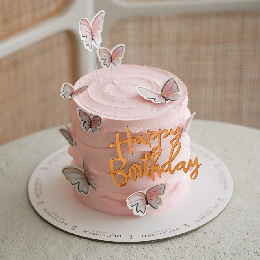 Pink butterfly cake 6inch