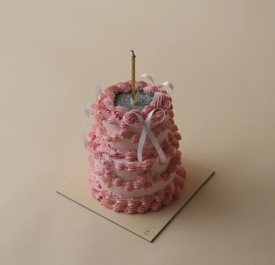 Double mini pink cake silver glitter mix chocolate vanilla 4inch