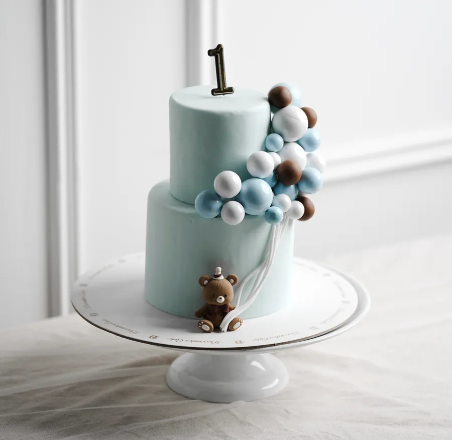 Double blue balloon bear 6inch mix chocolate vanilla
