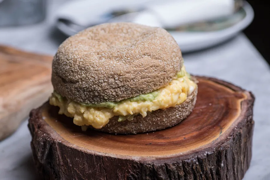 English muffin egg and guacamole