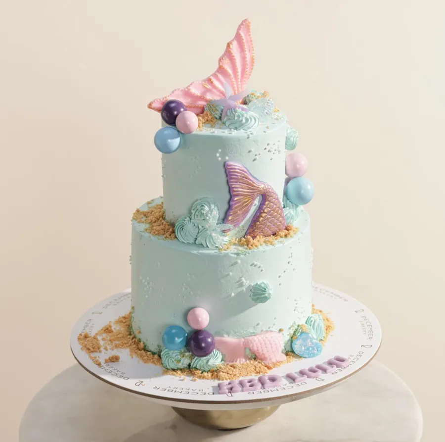 Blue Mermaid Cake, 2 Layers, 6 inches