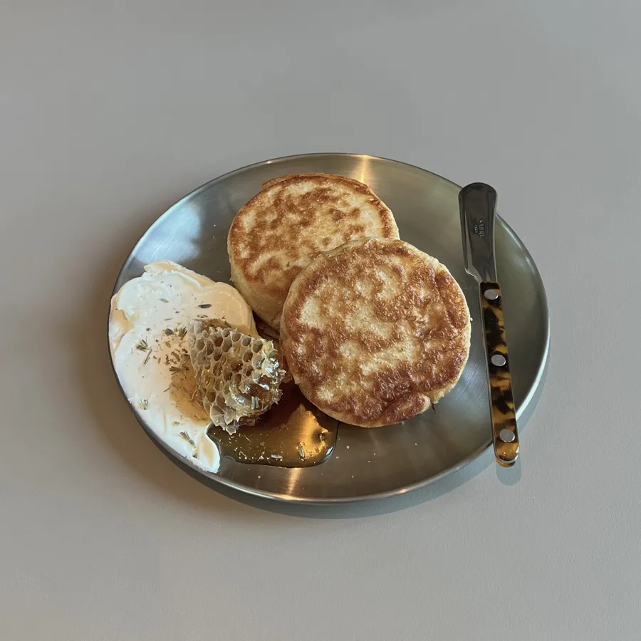 crumpets with clotted cream and local honey